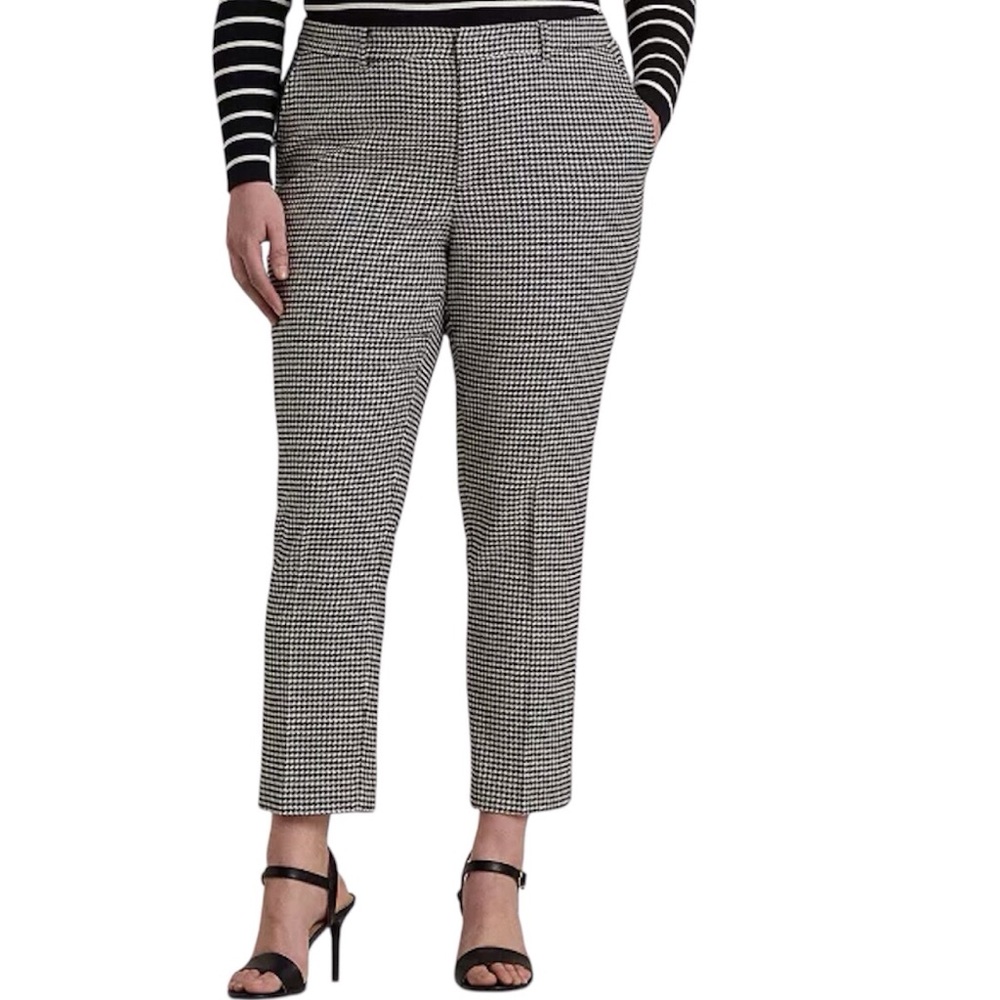 Lauren Ralph Lauren Womens Pants Size 20W Houndstooth Twill Ankle Crop Trouser